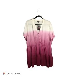 Torrid Raspberry Dip Dye Twill Babydoll Tunic Top Size 2X NWOT